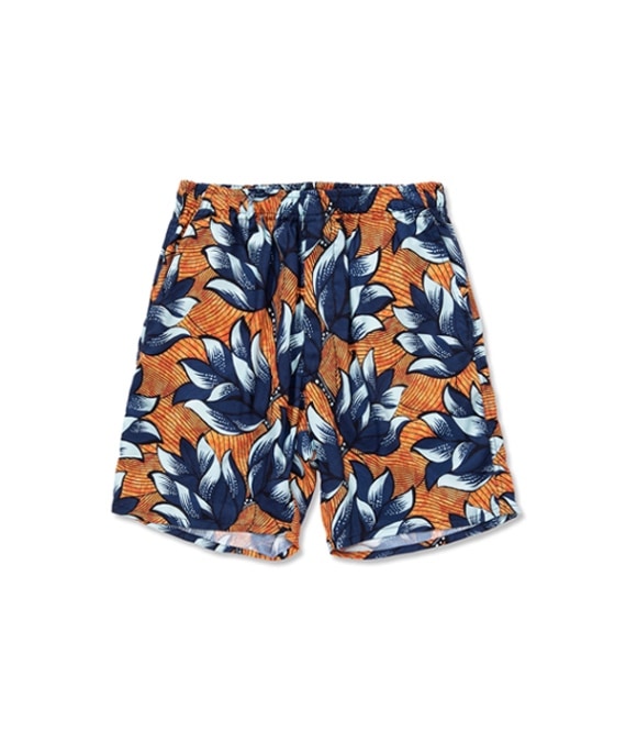 ALLOVER FLOWER PATTERN AMUNZEN CLOTH SHORTS【ORANGE】