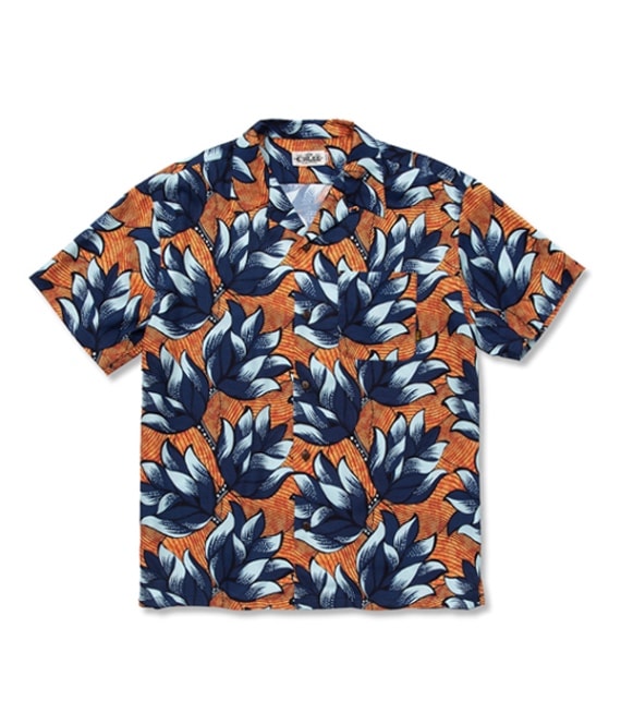 ALLOVER FLOWER PATTERN AMUNZEN CLOTH S/S SHIRT【ORANGE】