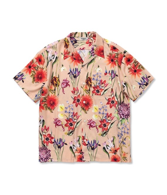 FLOWER PATTERN AMUNZEN CLOTH S/S SHIRT【L-PINK】