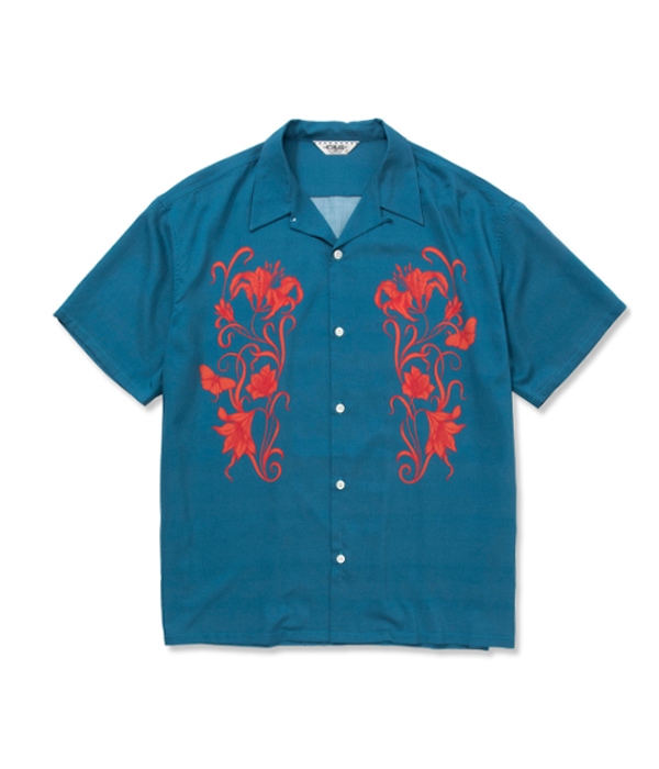 MIHO MURAKAMI FLOWER PATTERN S/S SHIRT【EMERALD GREEN】