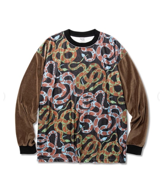 ALLOVER SNAKE PATTERN VELOR CUTSEW (TYPE-B)【KHAKI】