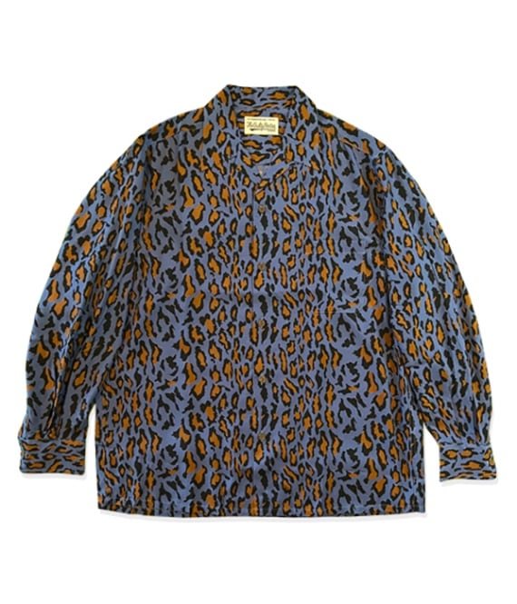 HAWAIIAN SHIRT L/S (TYPE-2) -LEOPARD-【BLUE】