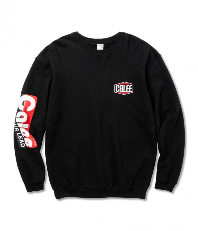 CALEE RULES CREW NECK SWEAT -Naturally paint design-【BLACK】