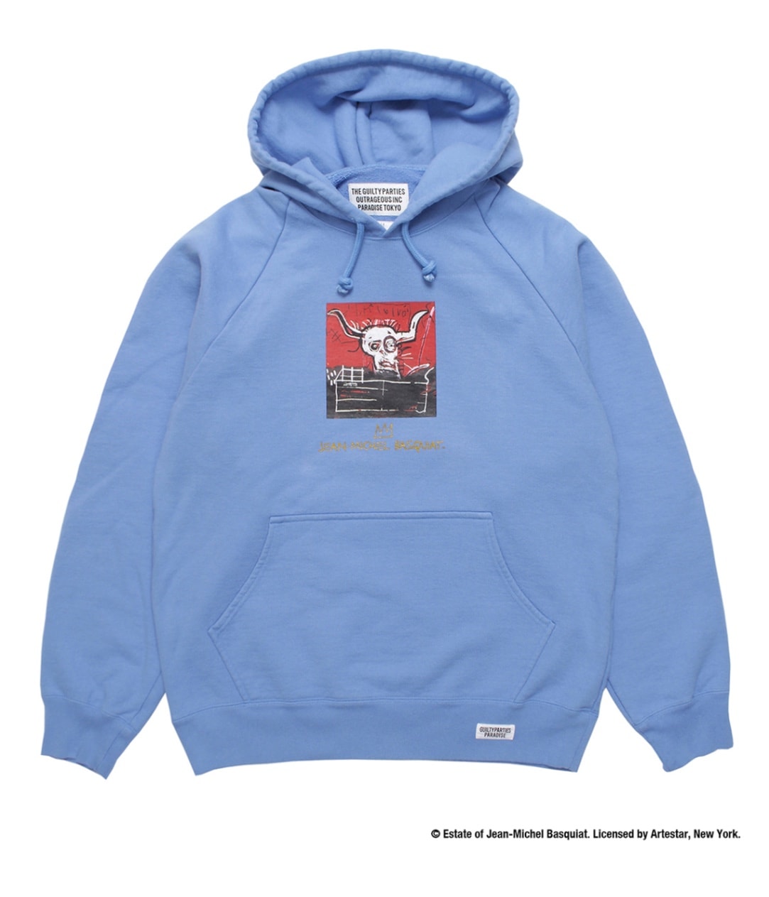 JEAN-MICHEL BASQUIAT / WASHED HEAVY WEIGHT PULLOVER HOODED SWEAT SHIRT【BLUE】