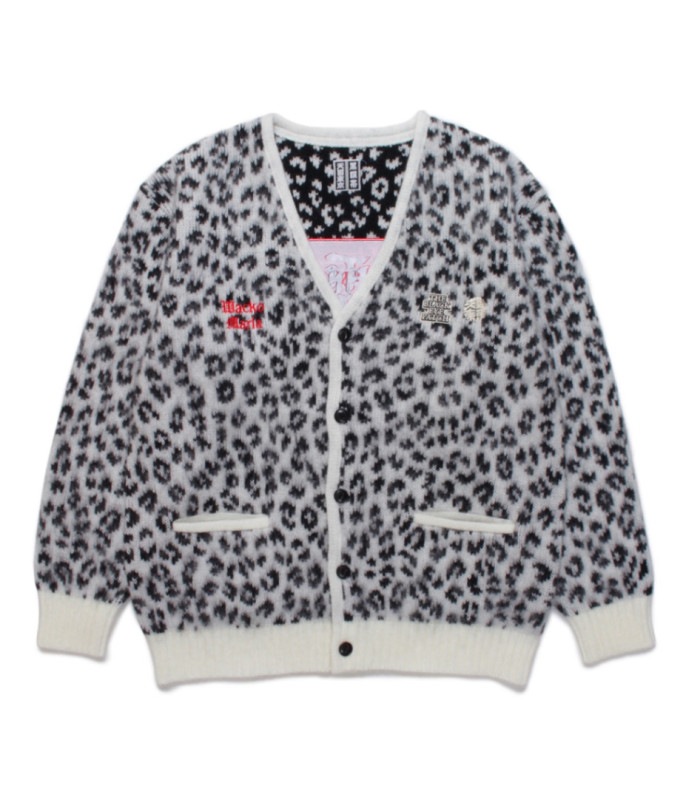 BlackEyePatch / LEOPARD HEAVY MOHAIR CARDIGAN【WHITE】