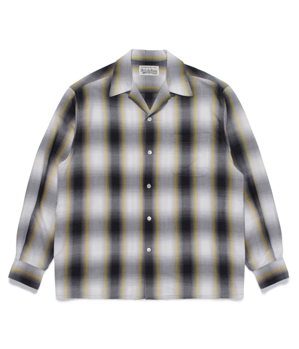 OMBRE CHECK OPEN COLLAR SHIRT L/S (TYPE-1)【YELLOW】｜WACKO MARIA