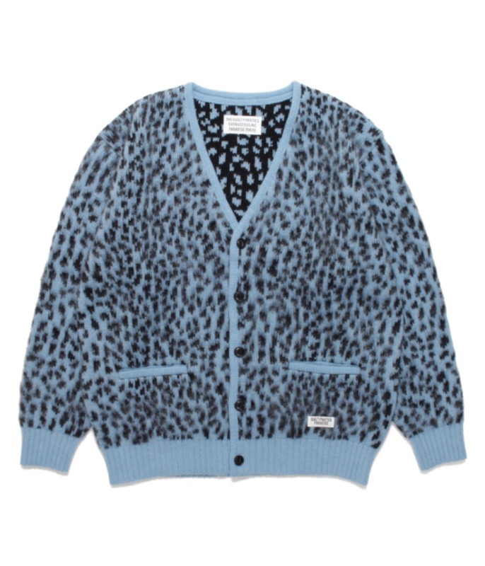 LEOPARD HEAVY MOHAIR CARDIGAN【L-BLUE】