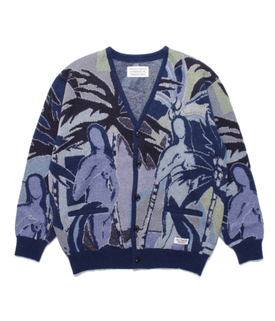 YULA パラダイス図 COTTON MOHAIR CARDIGAN【NAVY】｜WACKO MARIA