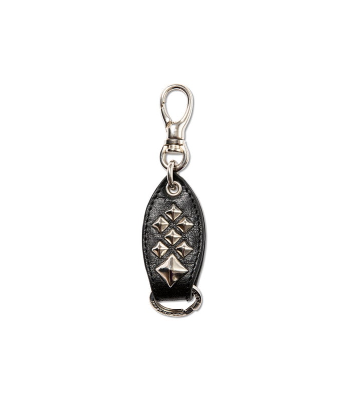 STUDS LEATHER KEY RING -TYPE-B-【BLACK】
