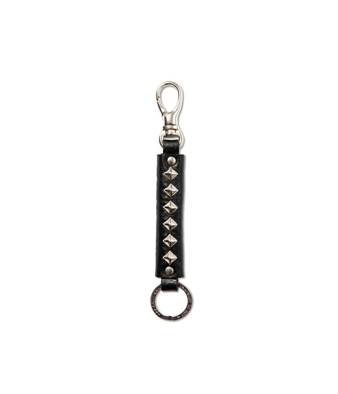 STUDS LEATHER KEY RING -TYPE-A-【BLACK】