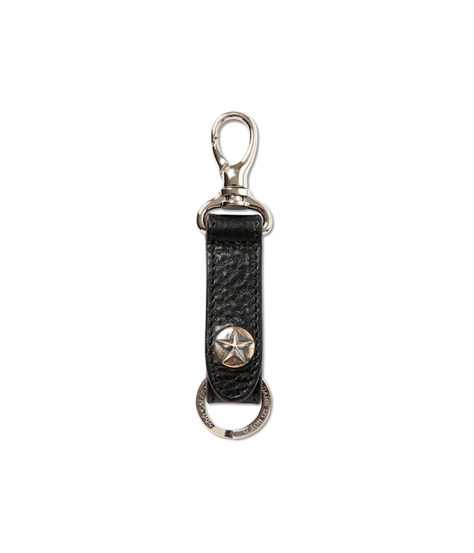 SILVER STAR CONCHO LEATHER KEY RING【BLACK】