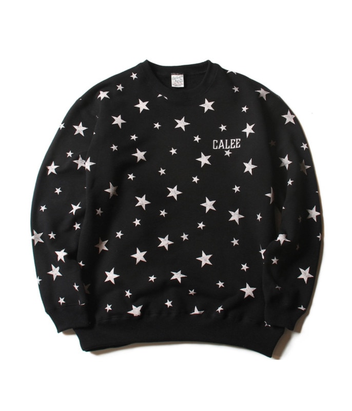 ALLOVER STAR PATTERN L/S SWEAT【BLACK/PINK】