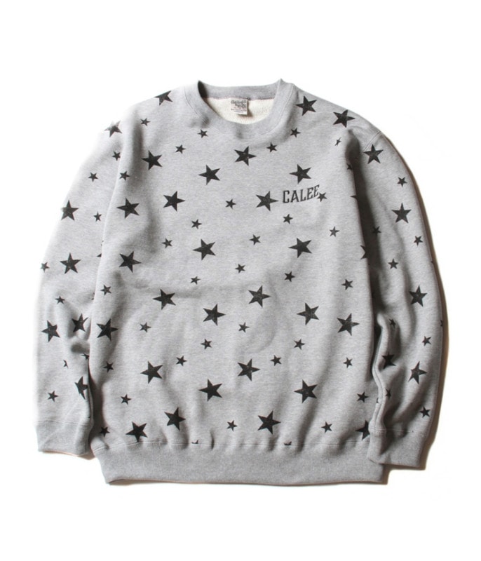 ALLOVER STAR PATTERN L/S SWEAT<br>【GRAY/BLACK 】