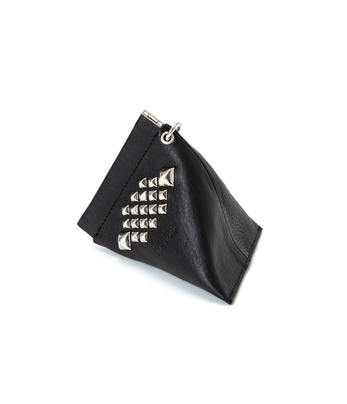 STUDS LEATHER INTERNAL FLEX FLAME TYPE MULTI POUCH【BLACK】
