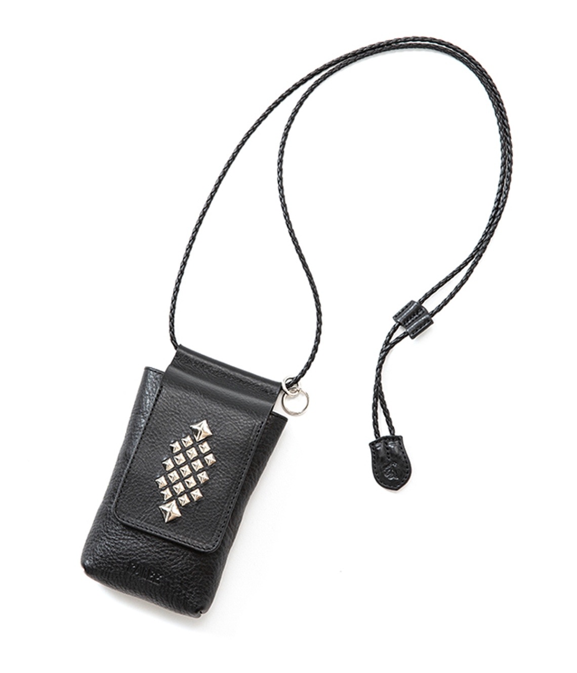 【CALEE】STUDS LEATHER SHOULDER POUCH STUDS LEATHER SMART PHONE SHOULDER POUCH【BLACK】｜CALEE