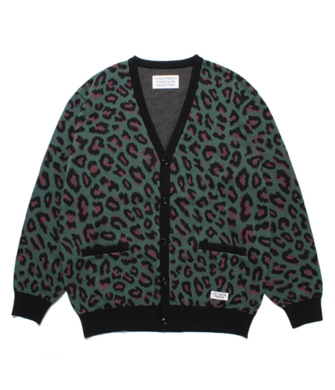 LEOPARD JACQUARD CARDIGAN【GREEN】