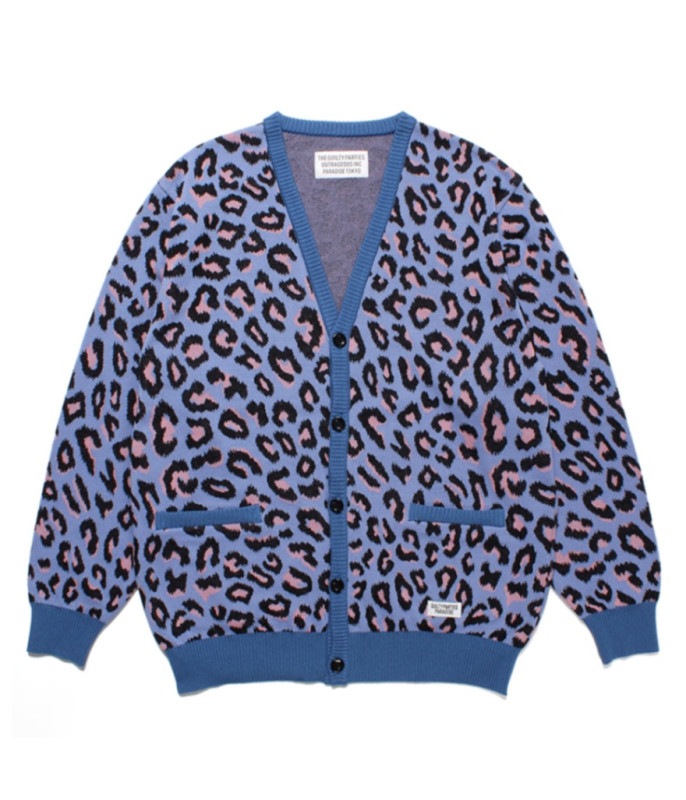 LEOPARD JACQUARD CARDIGAN【BLUE】