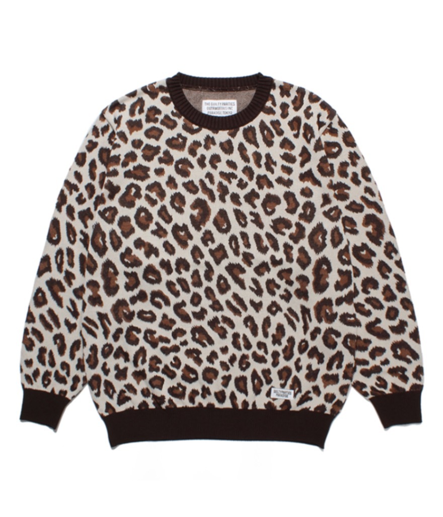 LEOPARD JACQUARD SWEATER【WHITE】｜WACKO MARIA｜MELTING POT（正規 