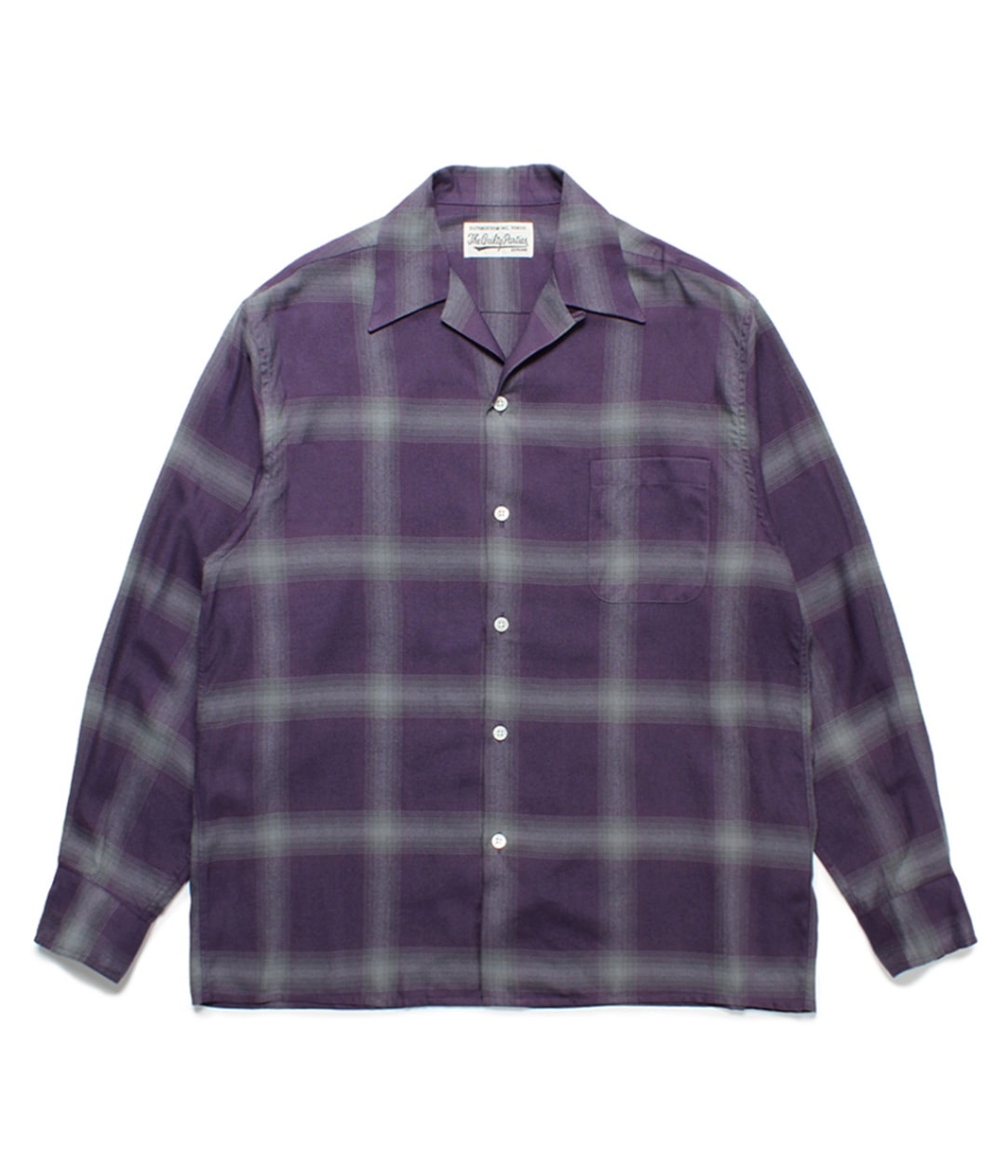 OMBRE CHECK OPEN COLLAR SHIRT L/S (TYPE-1)【PURPLE】｜WACKO MARIA