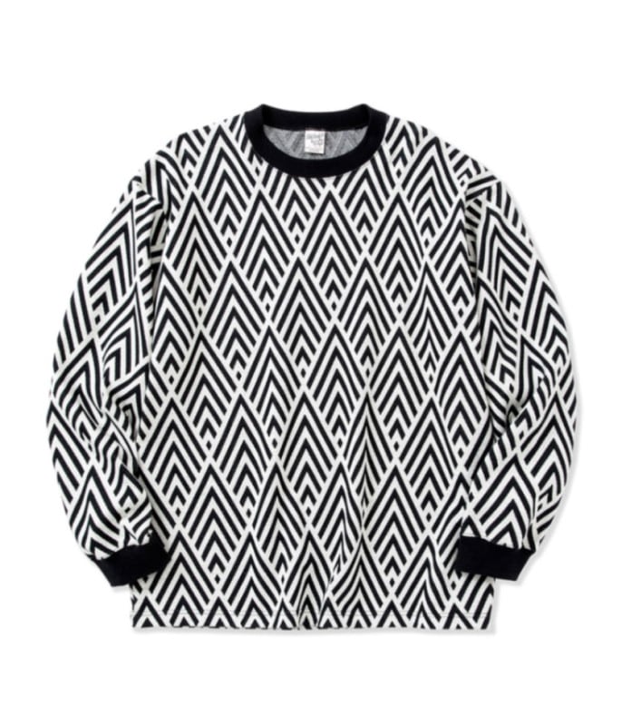 22 GAUGE DOUBLE JACQUARD WIDE SHILHOUETTE L/S CUTSEW【WHITE】