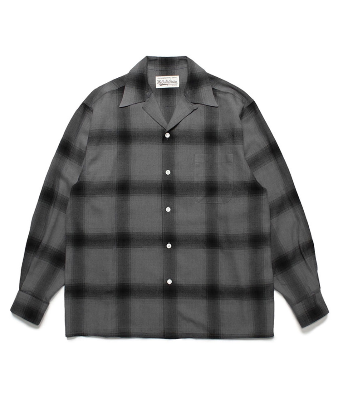 OMBRE CHECK OPEN COLLAR SHIRT L/S (TYPE-2)【GRAY-BLACK】