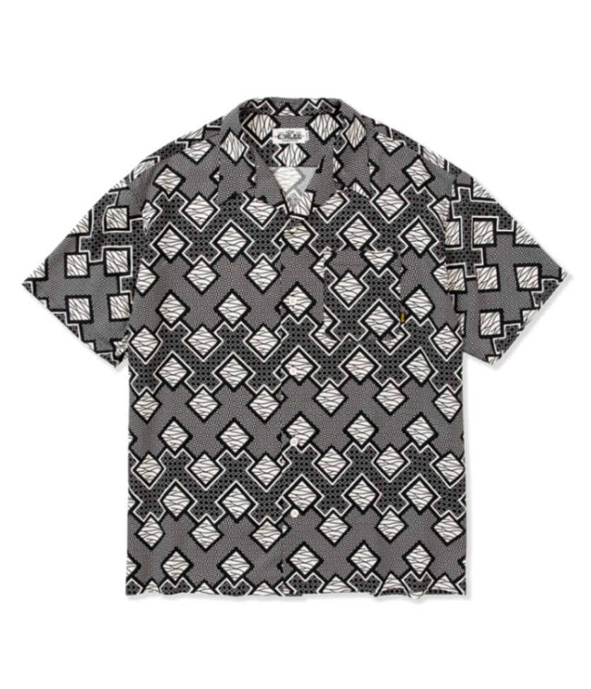 トップス Geometric pattern amunzen clothS/S shirt GEOMETRIC PATTERN AMUNZEN CLOTH S/S SHIRT【WHITE/BLACK】｜CALEE