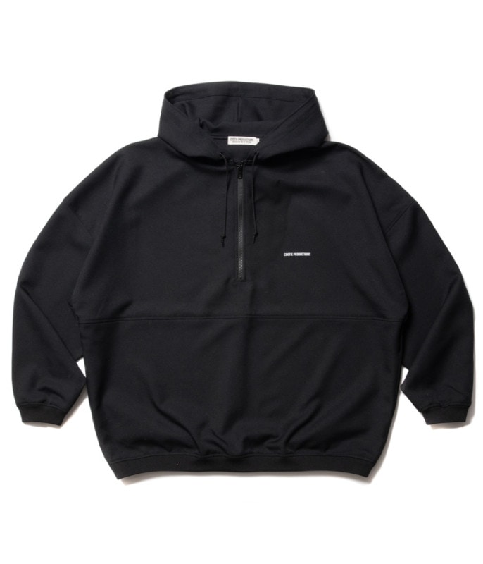 Polyester Twill Half Zip Hoodie【BLACK】