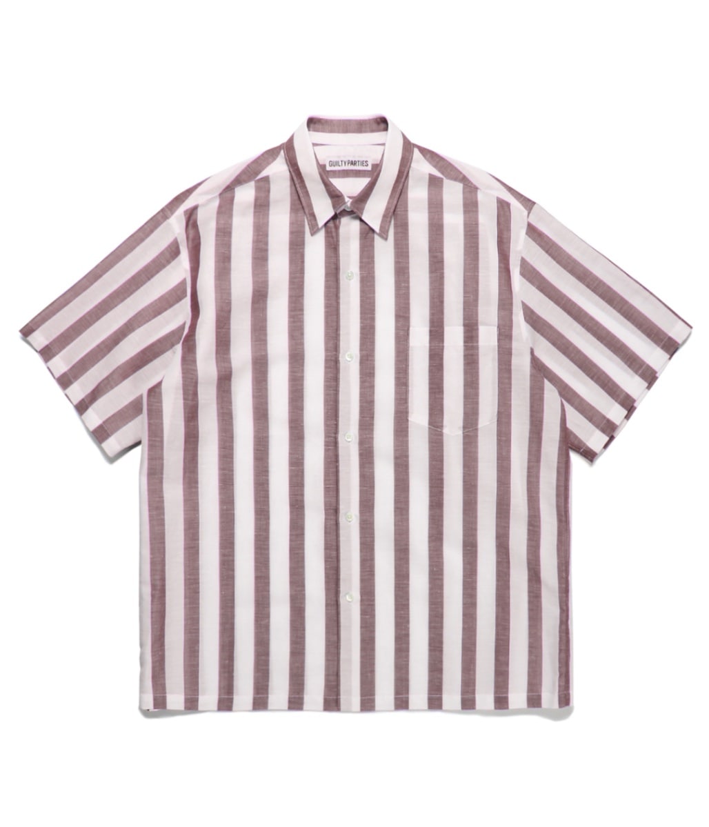 WACKO MARIA ワコマリア SOKTAS STRIPED シャツ SOKTAS / STRIPED REGULAR COLLAR SHIRT S/S (TYPE-1)【BROWN