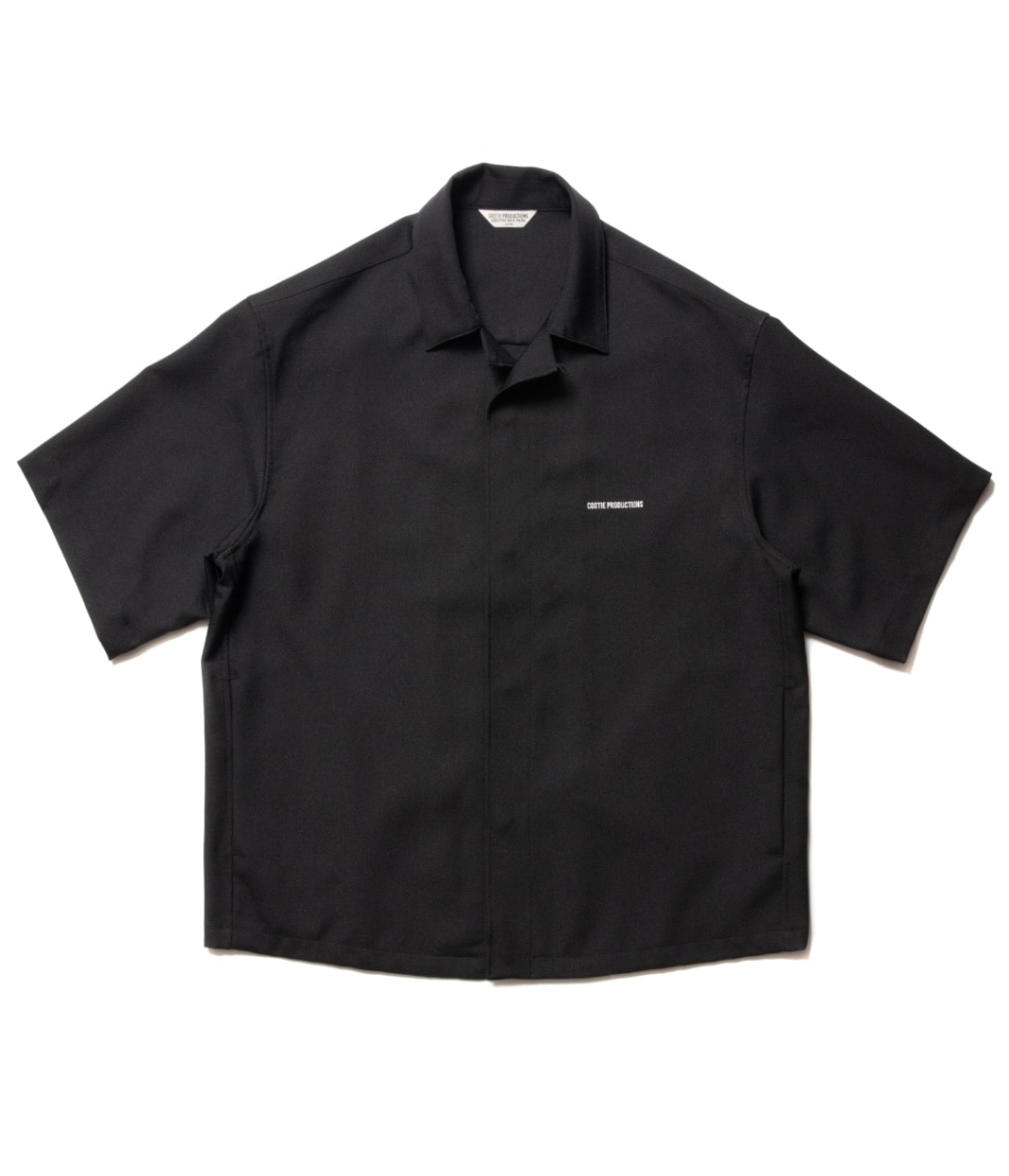 Polyester Twill Fly Front S/S Shirt【BLACK】