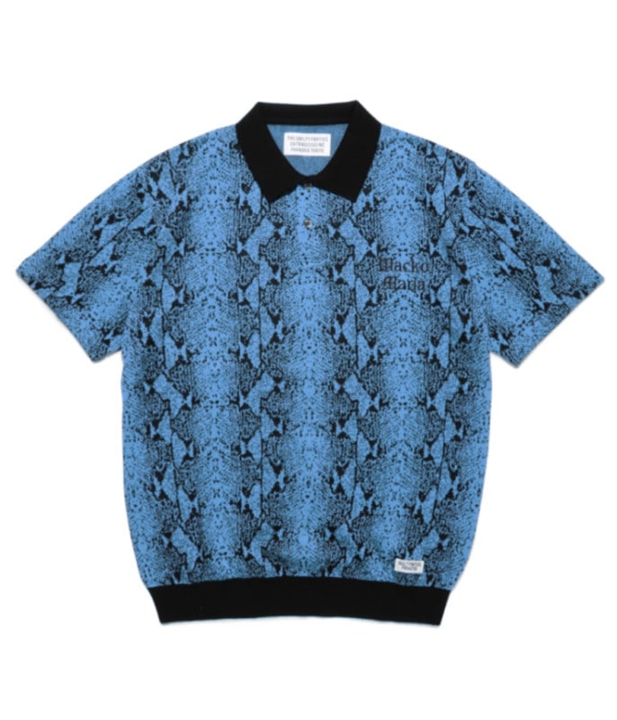 PYTHON KNIT JACQUARD POLO SHIRT【BLUE】