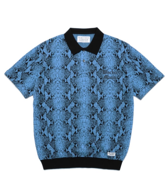 PYTHON KNIT JACQUARD POLO SHIRT【BLUE】