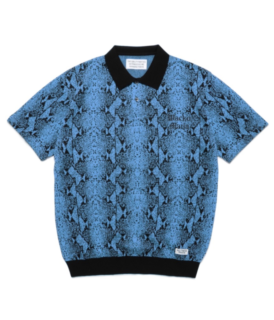トップス WACKO MARIA/SUMMER KNIT POLO SHIRT WACKO MARIA/STRIPED JACQUARD SUMMER KNIT POLO SHIRT（BEIGE
