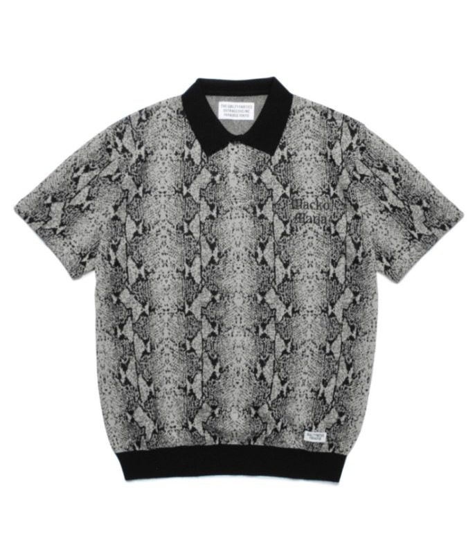 PYTHON KNIT JACQUARD POLO SHIRT【GRAY】