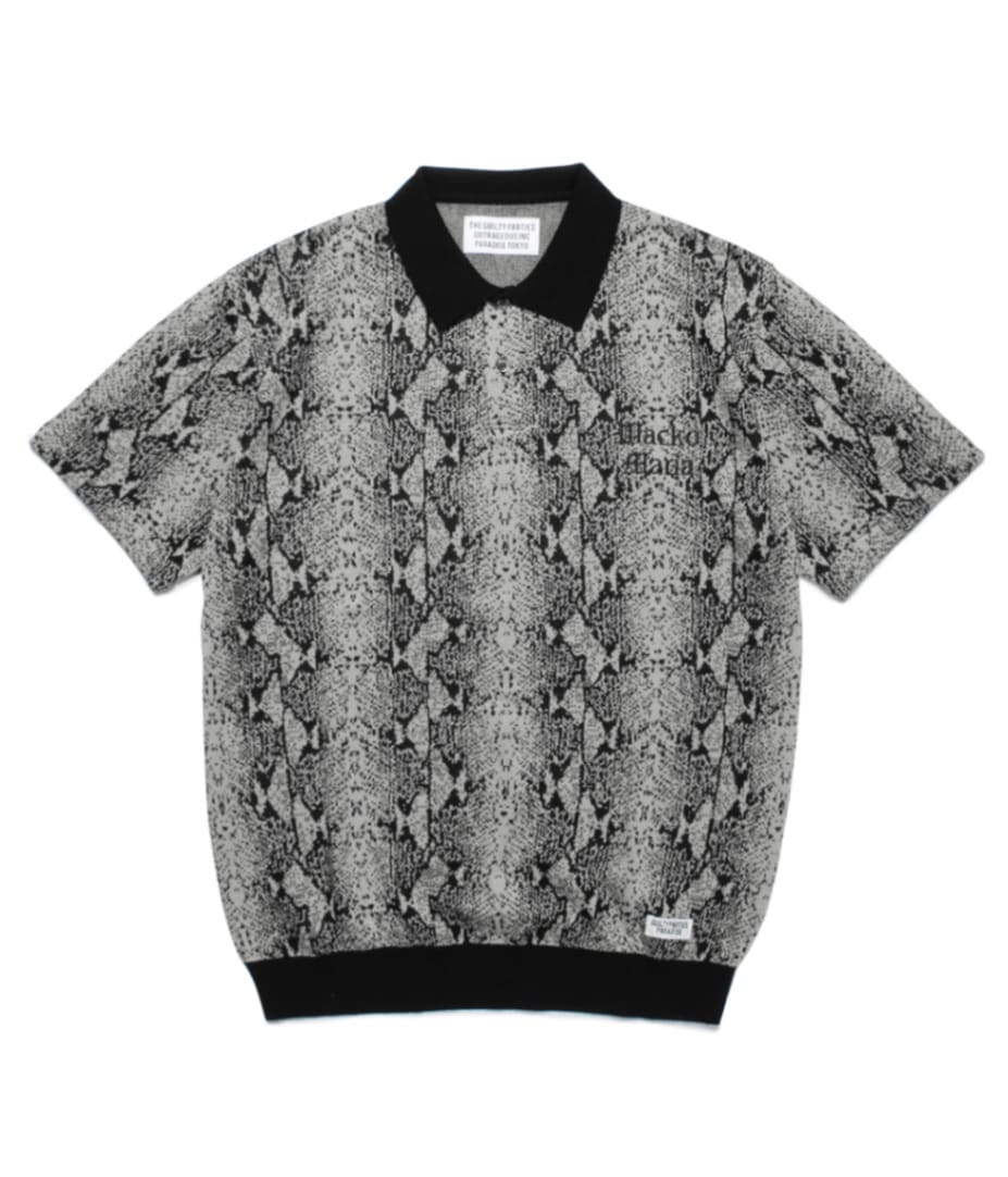 トップス WACKO MARIA PYTHON KNIT JACQUARD POLO XL WACKO MARIA/PYTHON KNIT JACQUARD POLO SHIRT（BLUE）［パイソン