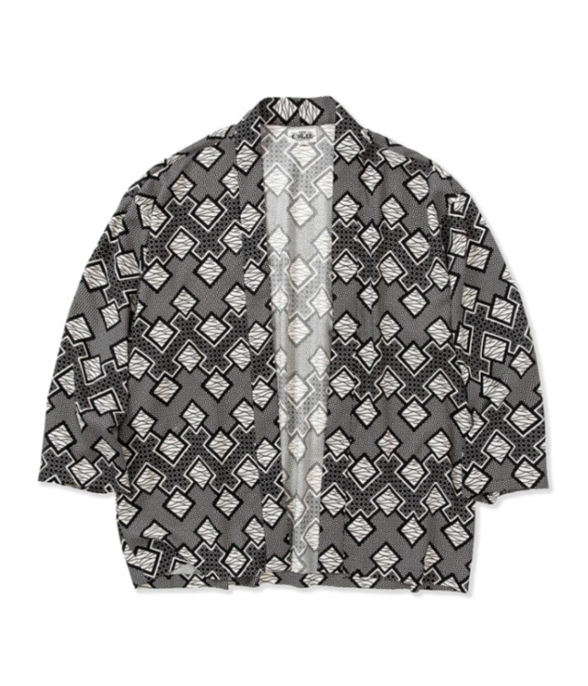 GEOMETRIC PATTERN AMUNZEN CLOTH SHIRT CARDIGAN【WHITE/BLACK 】