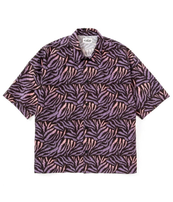 ANIMAL TYPE PATTERN DROP SHOULDER S/S SHIRT【DARK PURPLE】