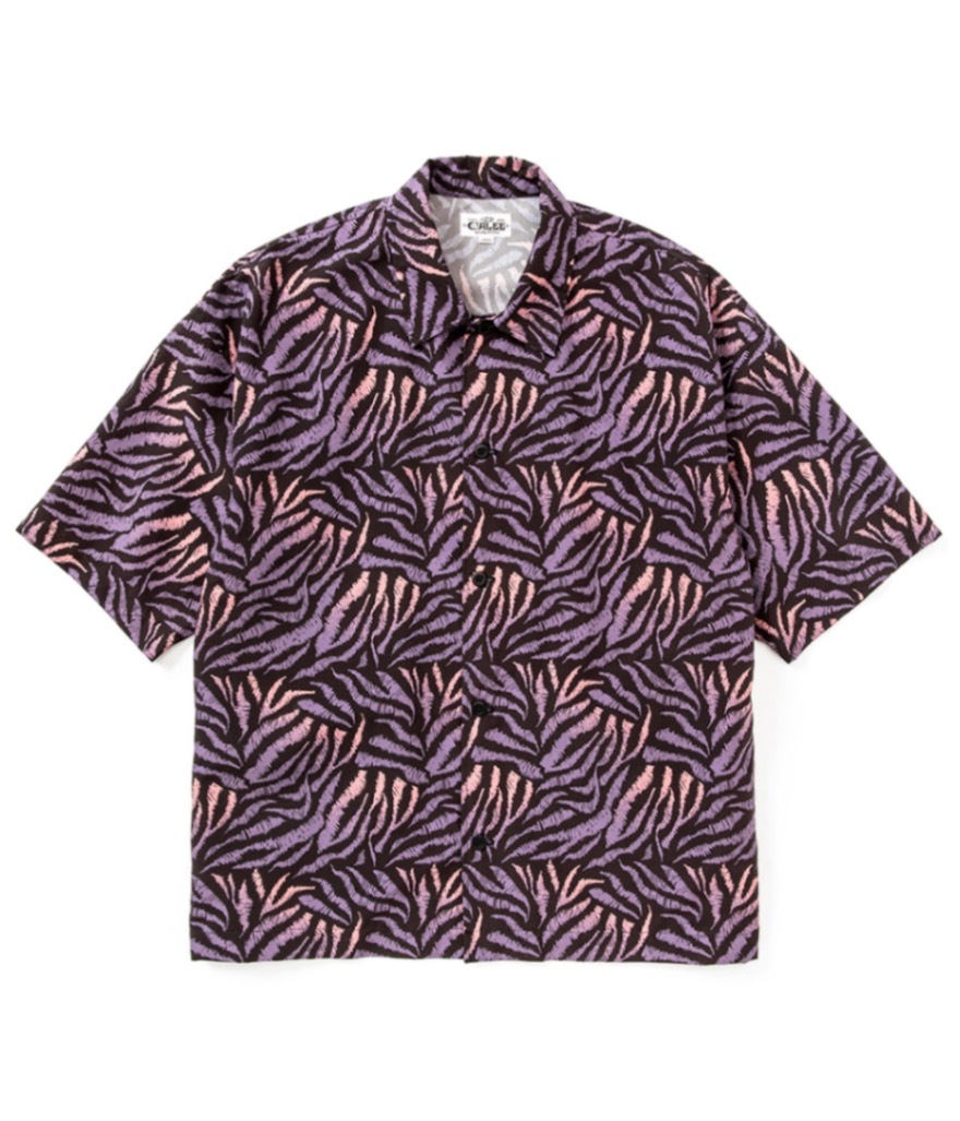 ANIMAL TYPE PATTERN DROP SHOULDER S/S SHIRT【DARK PURPLE】
