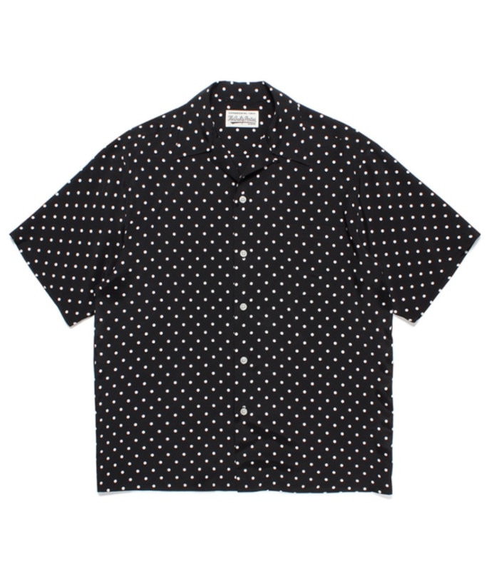 SMALL DOTS OPEN COLLAR SHIRT【BLACK】