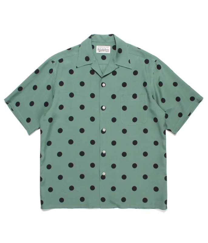 DOTS OPEN COLLAR SHIRT【GREEN】