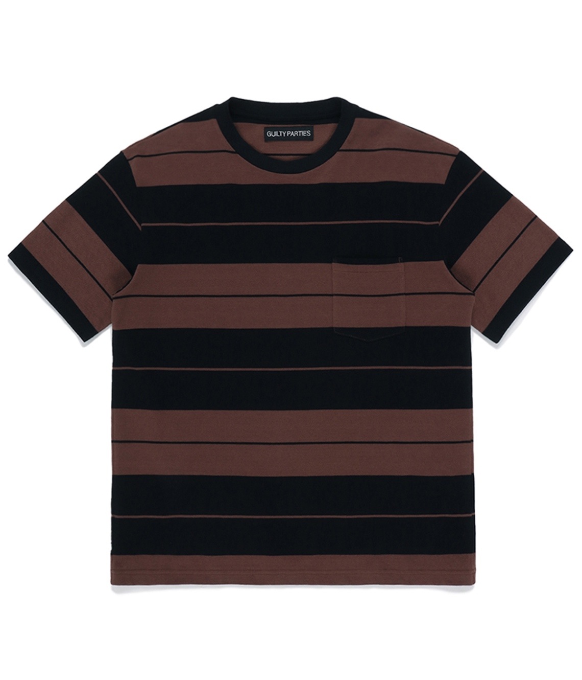 STRIPED CREW NECK T-SHIRT【BROWN-BLACK】