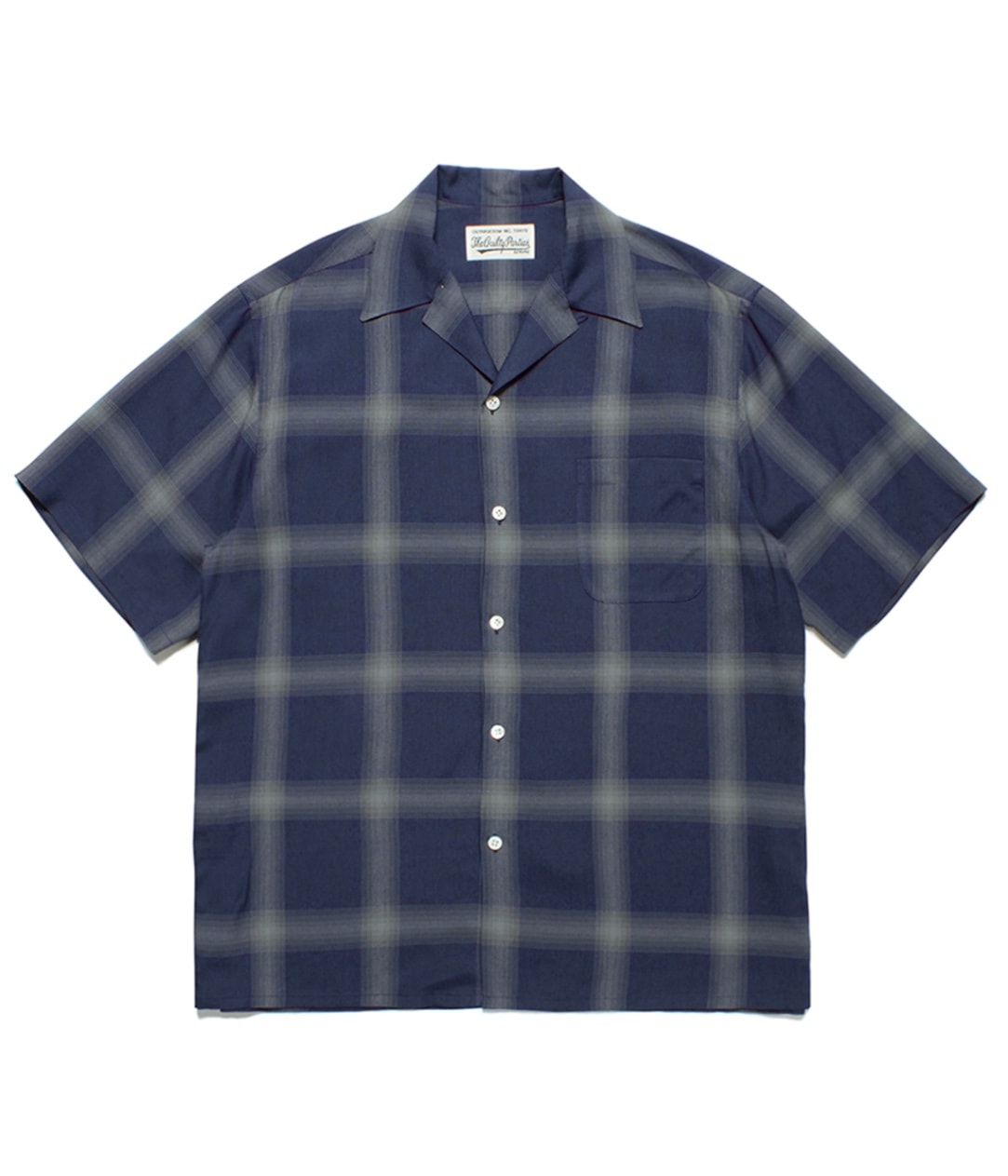WACKO MARIA　CHECK OPEN COLLAR SHIRT Navy OMBRE CHECK OPEN COLLAR SHIRT S/S (TYPE-1)【NAVY】｜WACKO