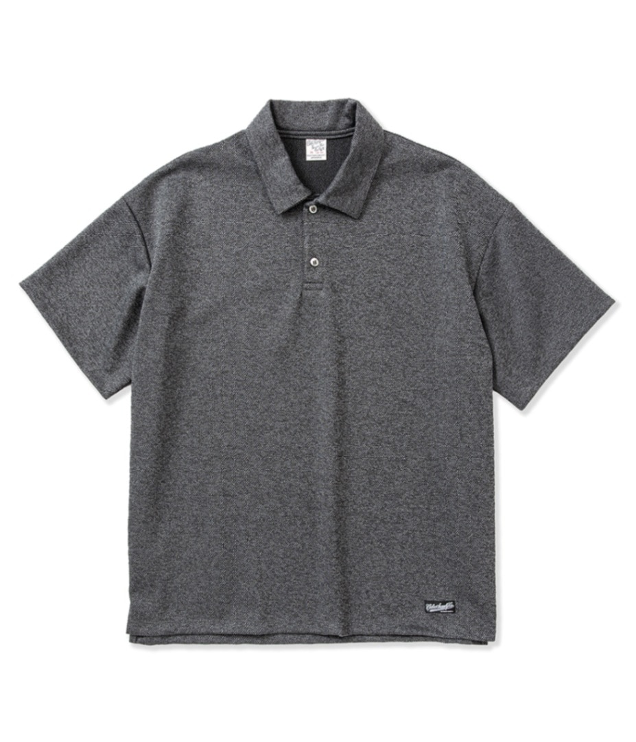 MIX TWEED JERSEY TYPE DROP SHOULDEER POLO SHIRT【GRAY】