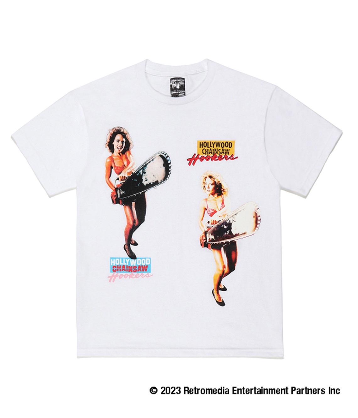 HOLLYWOOD CHAINSAW HOOKERS / CREW NECK T-SHIRT (TYPE-3)【WHITE