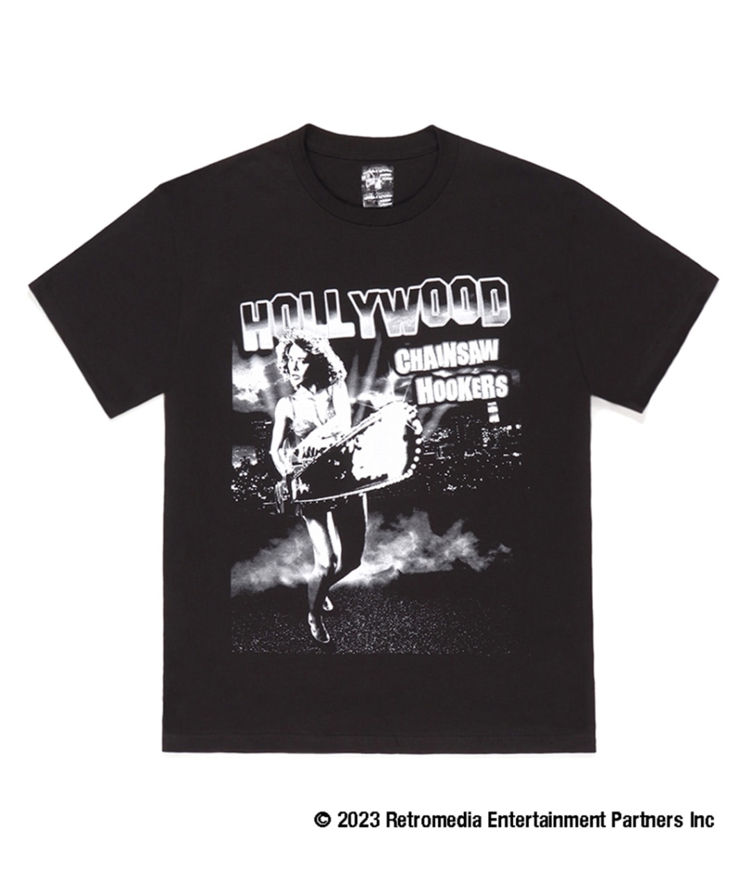 HOLLYWOOD CHAINSAW HOOKERS / CREW NECK T-SHIRT (TYPE-2)【BLACK