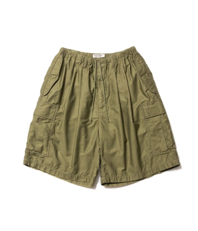 Back Satin Error Fit Cargo Easy Shorts【OLIVE】