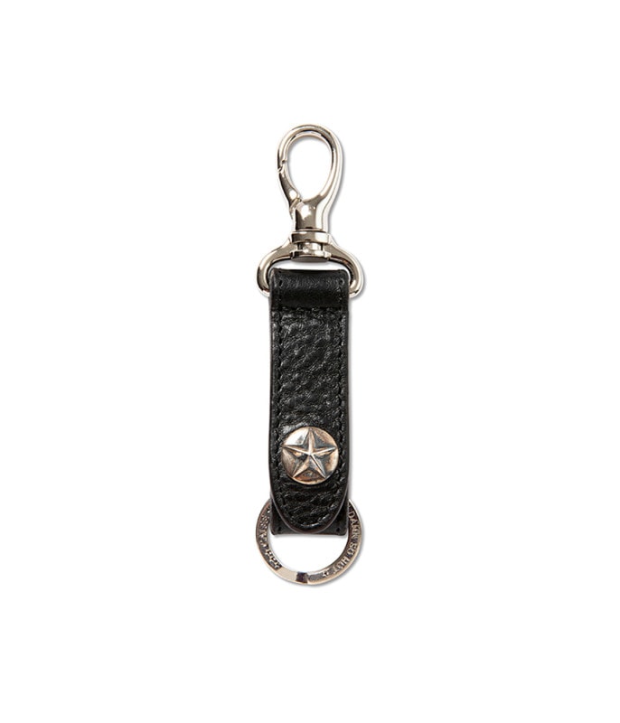 SILVER STAR CONCHO LEATHER KEY RING【BLACK】