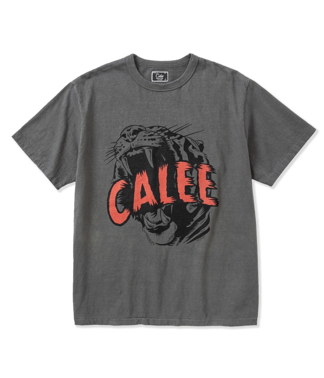 BINDER NECK OLD TIGER VINTAGE T-SHIRT【CHARCOAL】｜CALEE｜MELTING