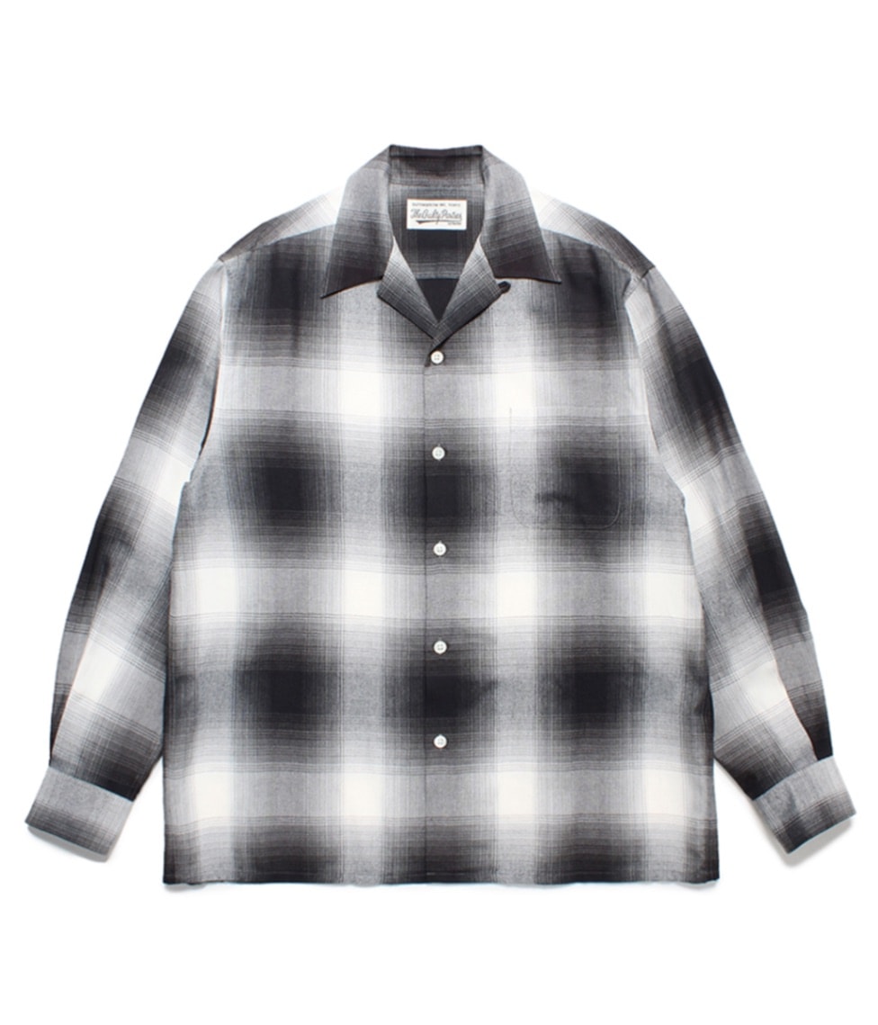 OMBRE CHECK OPEN COLLAR SHIRT L/S【WHITE】｜WACKO MARIA｜MELTING