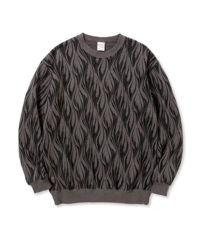 FEATER PATTERN CREW NECK SW【CHARCOAL】