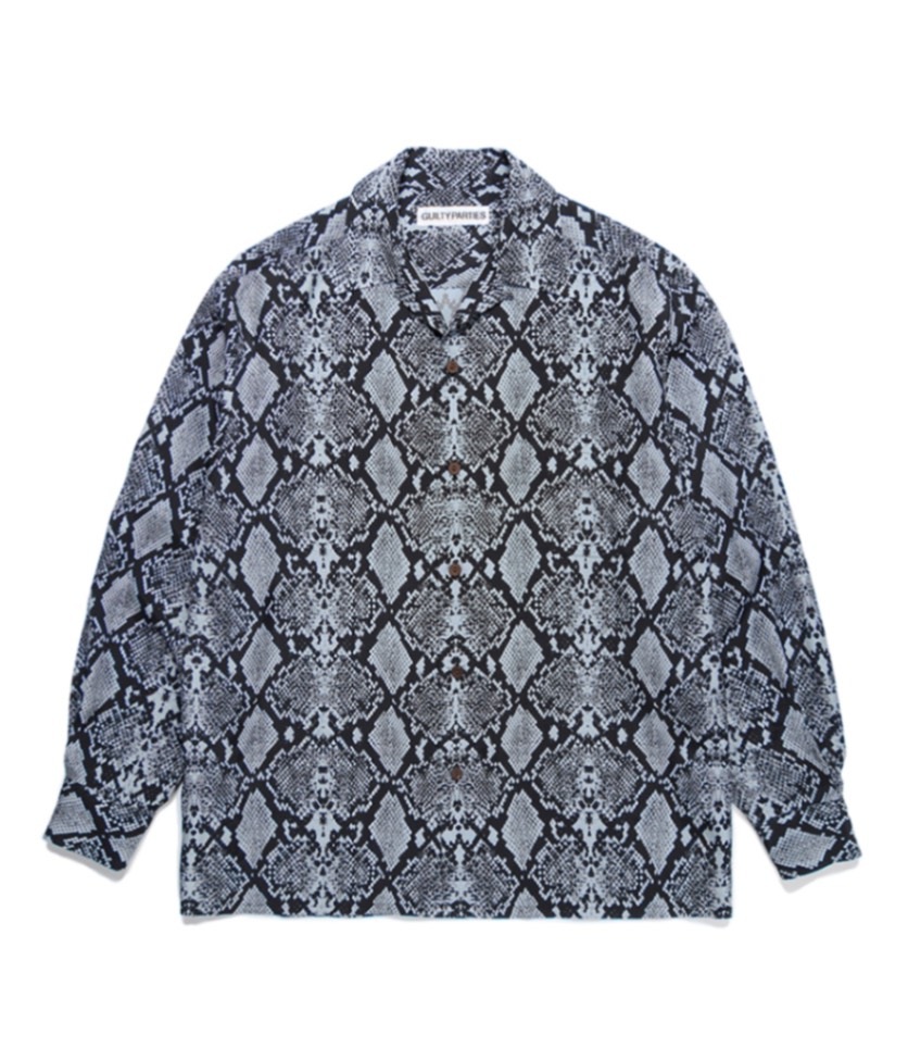 PYTHON OPEN COLLAR SHIRT (TYPE-6)【BLUEGRAY】